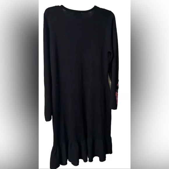 Allison Brittany Sweater Dress Women’s Size XL Black w/ red floral Sleeve - Picture 2 of 6